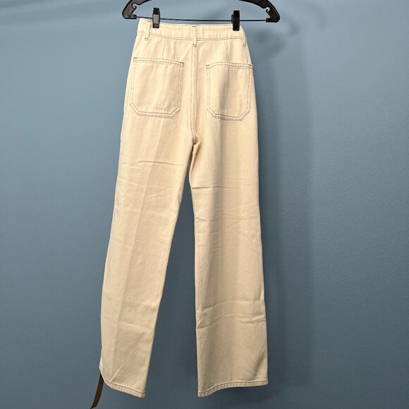 Reformation Lexi High Rise Wide Leg Jeans – Ivory – Size 24 - Picture 4 of 16